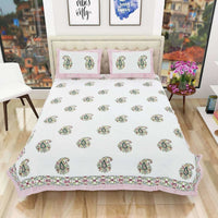 Thumbnail for Paisley Hand Block Printed Double 90x108 Inches Bedspread with 2 Pillow Covers