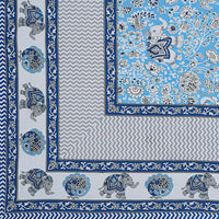 Thumbnail for Rudra Bazaar Blue 210 TC Cotton Double King Bedsheet With 2 Pillow Covers