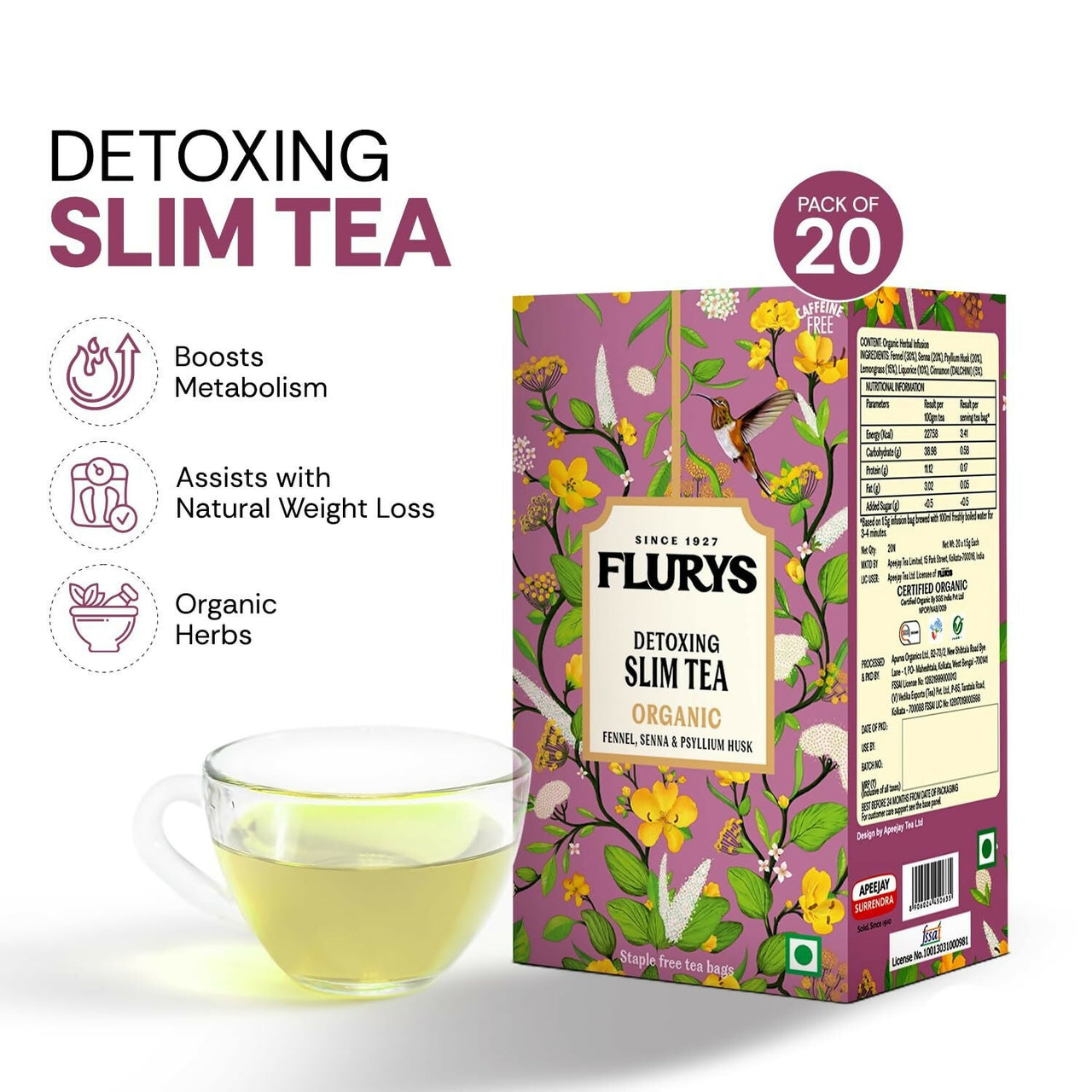 Flurys Slim Tea â Detoxing Organic Herbal Tea with Fennel