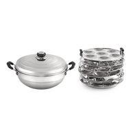 Thumbnail for Cello Stainless Steel Induction Base Idli Cooker (Idly Maker) And Multi Kadhai With 6 Plates