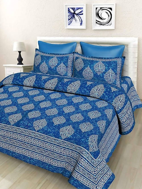 vamika-printed-cotton-blue-color-latest-design-bedsheet-with-pillow-covers-(leoc_2_blue