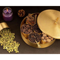 Thumbnail for Akshata 06 Hand Etched Brass Spice Box Set for Kitchen with Spoon (7 Containers)