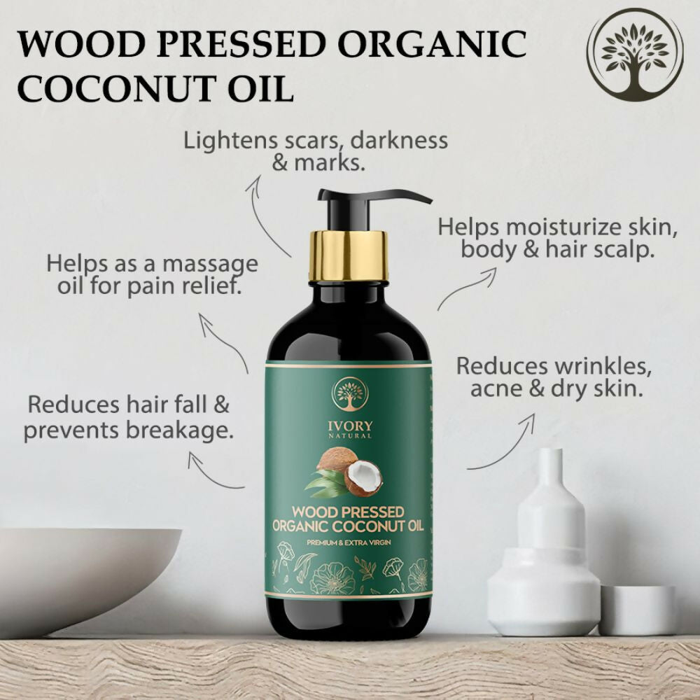 Ivory Natural Wood Pressed Organic Coconut Oil , Premium Extra Virgin Oil