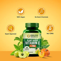 Thumbnail for Himalayan Organics Plant Based Vitamin C + Zinc Double Immune Support Vegetarian Capsules