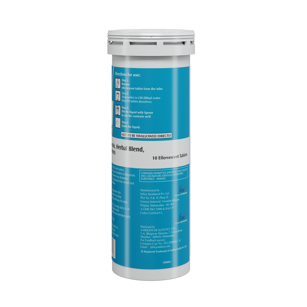 HealthAid Vegan B Complex with Multivitamins & Electrolytes Mango Flavour Effervescent Tablets