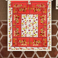 Thumbnail for Vamika Printed Cotton Red & Multicolor Beautiful Design Bedsheet With Pillow Covers (LEOC_HTHY_R)