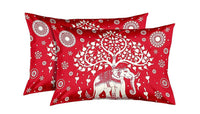 Thumbnail for Vamika Printed Cotton Red Color Bedsheet With Pillow Covers (LEOC_SKHTY_RED)