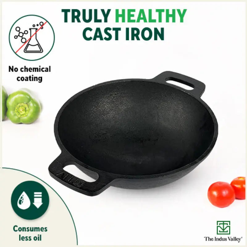 The Indus Valley CASTrong Cast Iron Cookware Set: Tawa+ Kadai+ Fry Pan, Kitchen Set for Home, Pre