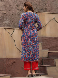 Thumbnail for Floral Printed A-line Calf-Length Kurta