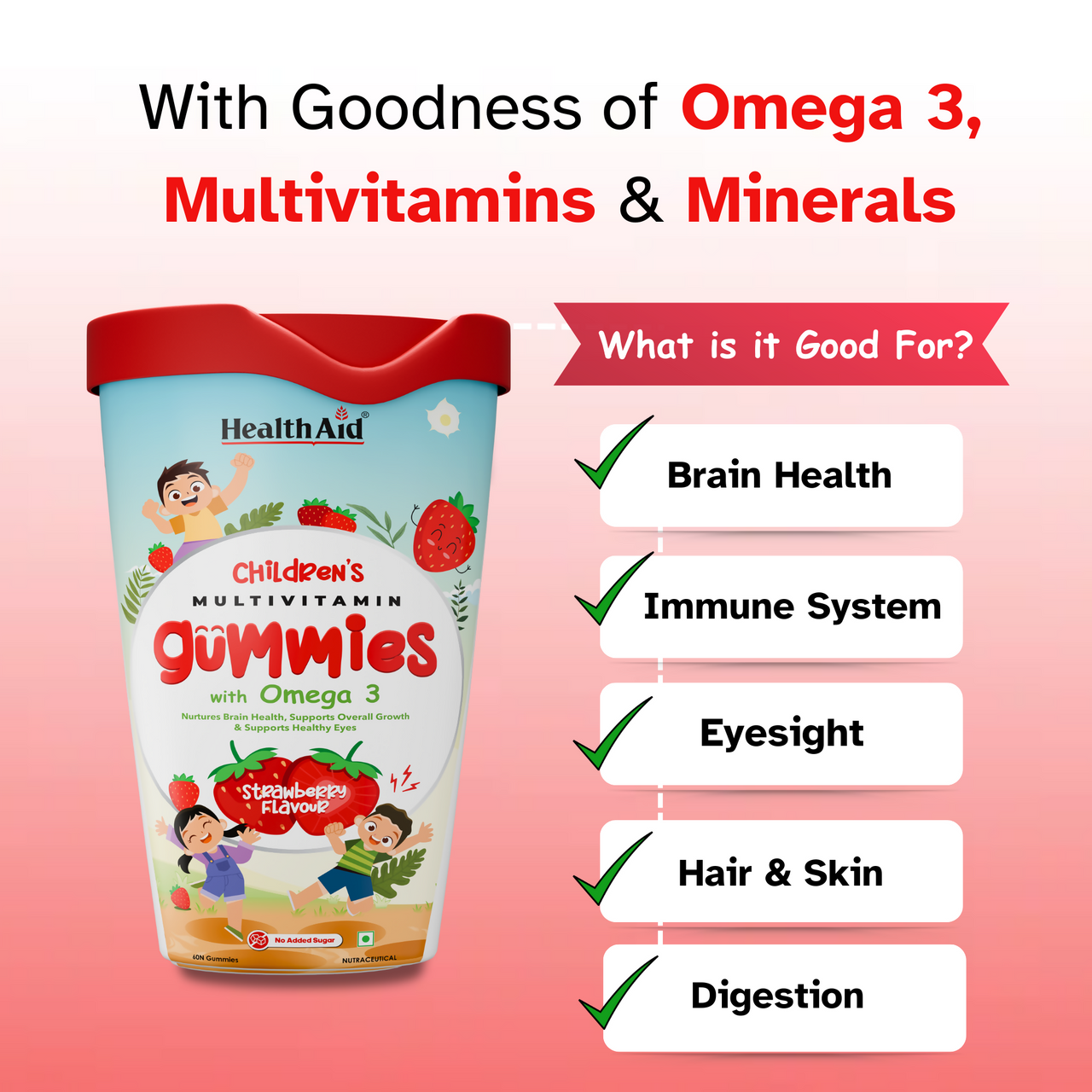 HealthAid Children is Multivitamin Gummies with Omega 3 Gummies
