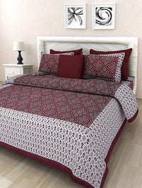 Thumbnail for vamika-printed-cotton-white-&-red-bedsheet-with-pillow-covers-(leoc_chun_mr