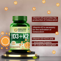 Thumbnail for Himalayan Organics Vitamin D3 + K2 Promote Healthy Bones Nutraceutical Tablets