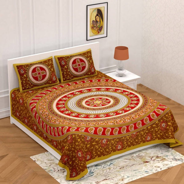 vamika-printed-circleambi-brown-cotton-bedsheet-with-pillow-covers-(pm-circleambi-brown