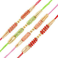 Thumbnail for Set of 4 Pretty Pearls Rakhi and Kaju Katli Box