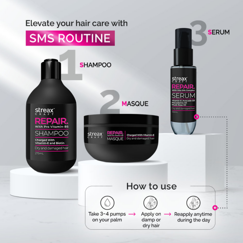 Streax Craft Repair Hair Serum For Dry and Damaged Hair Repair With Vita