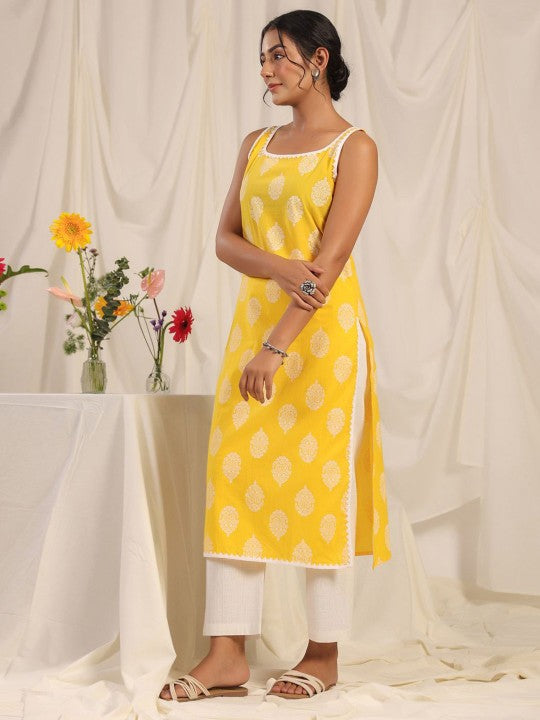 Women Ethnic Motifs Printed Gotta Patti Kurta