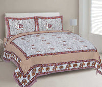 Thumbnail for rudra-bazaar-grey-210-tc-cotton-double-king-bedsheet-with-2-pillow-cover