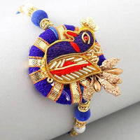 Thumbnail for Blue Peacock Zardosi Rakhi & Kaju Katli Box