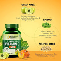 Thumbnail for Himalayan Organics Plant Based Vitamin C + Zinc Double Immune Support Vegetarian Capsules