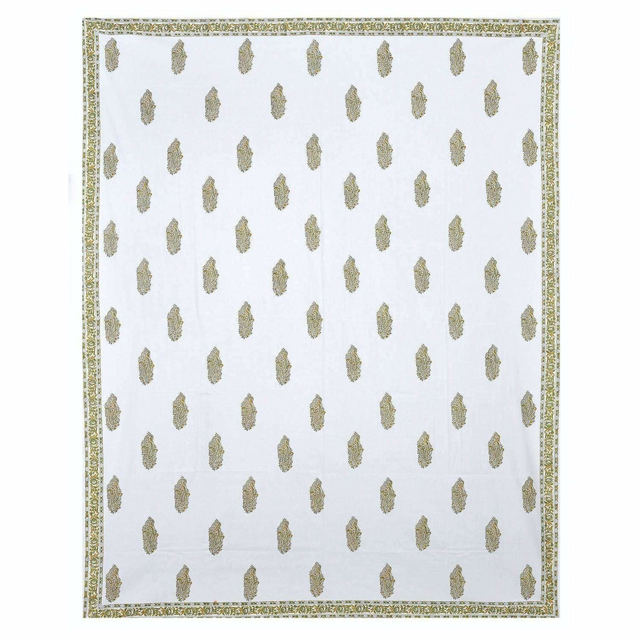 Premium Hand Block Printed Rajasthani Double Bedsheet Bedspread with 2 Pillow Covers