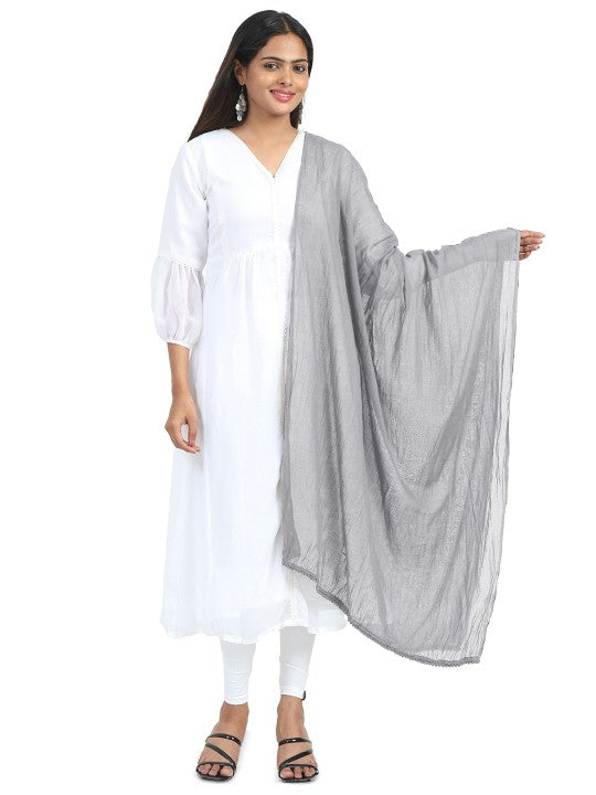 Women Cotton PomPom Border Dupatta