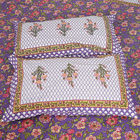 Thumbnail for Rudra Bazaar Purple 210 TC Cotton Double King Bedsheet With 2 Pillow Covers