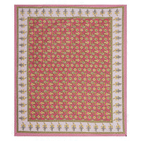 Thumbnail for Rudra Bazaar Red 210 TC Cotton Double King Bedsheet With 2 Pillow Covers