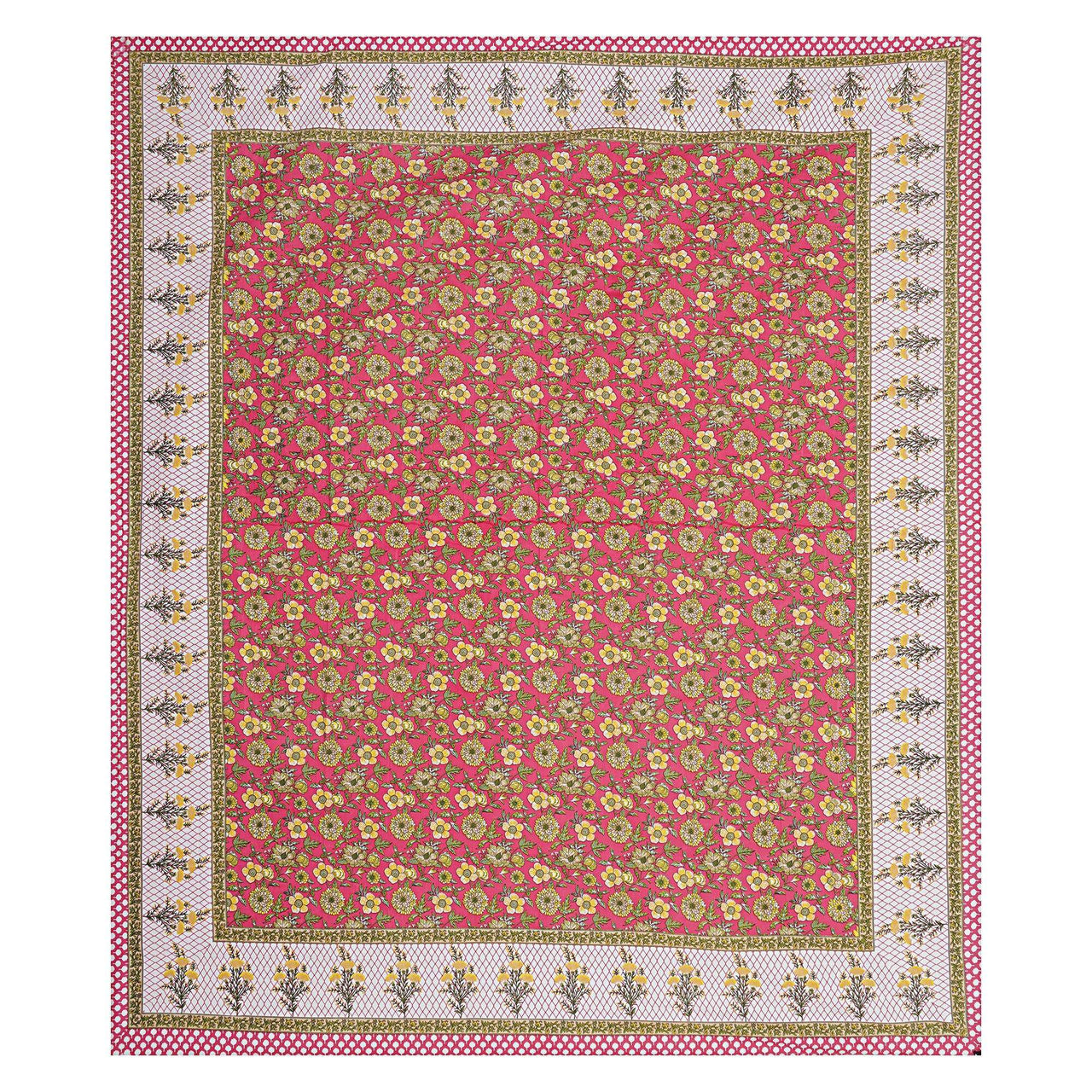 Rudra Bazaar Red 210 TC Cotton Double King Bedsheet With 2 Pillow Covers