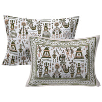 Thumbnail for Rudra Bazaar Olive 210 TC Cotton Double King Bedsheet With 2 Pillow Covers