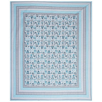 Thumbnail for Rudra Bazaar Blue 210 TC Cotton Double King Bedsheet With 2 Pillow Covers