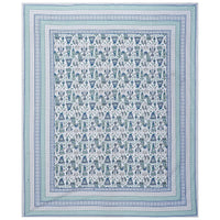 Thumbnail for Rudra Bazaar Turquoise Blue 210 TC Cotton Double King Bedsheet With 2 Pillow Covers