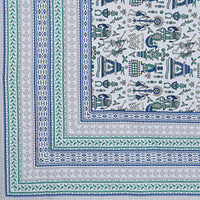 Thumbnail for Rudra Bazaar Turquoise Blue 210 TC Cotton Double King Bedsheet With 2 Pillow Covers
