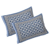 Thumbnail for Rudra Bazaar Blue 210 TC Cotton Double King Bedsheet With 2 Pillow Covers