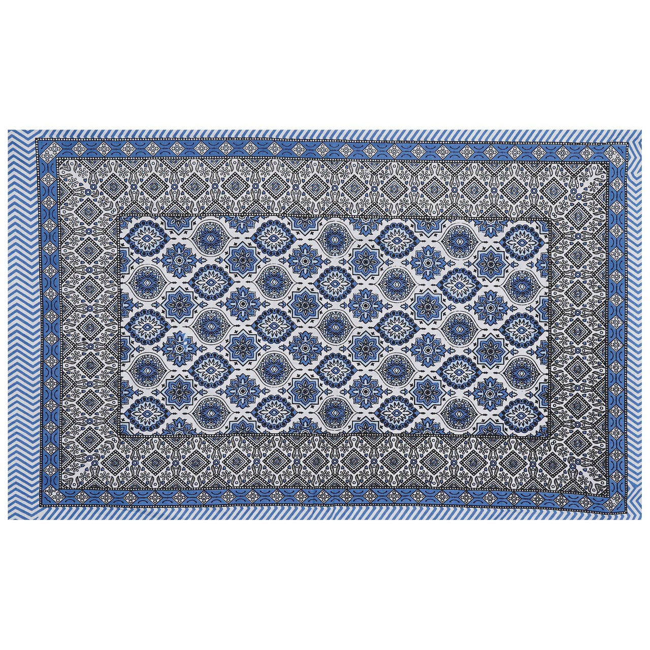 Rudra Bazaar Blue 210 TC Cotton Double King Bedsheet With 2 Pillow Covers