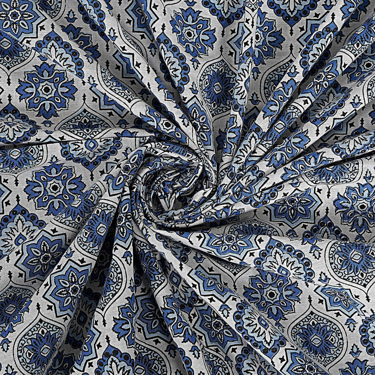 Rudra Bazaar Blue 210 TC Cotton Double King Bedsheet With 2 Pillow Covers