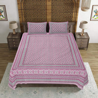 Thumbnail for Rudra Bazaar Pink 210 TC Cotton Double King Bedsheet With 2 Pillow Covers