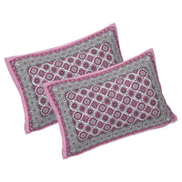 Thumbnail for Rudra Bazaar Pink 210 TC Cotton Double King Bedsheet With 2 Pillow Covers