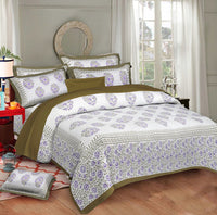 Thumbnail for rudra-bazaar-sea-green-210-tc-cotton-double-king-bedsheet-with-2-pillow-cover