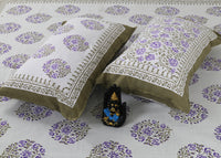 Thumbnail for Rudra Bazaar Sea Green 210 TC Cotton Double King Bedsheet With 2 Pillow Covers