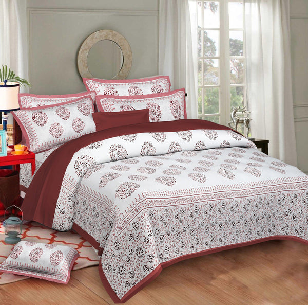 rudra-bazaar-pink-210-tc-cotton-double-king-bedsheet-with-2-pillow-cover