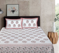 Thumbnail for Rudra Bazaar Pink 210 TC Cotton Double King Bedsheet With 2 Pillow Covers