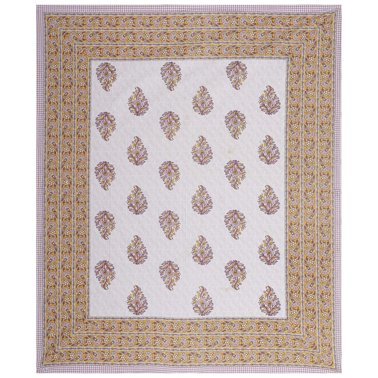 Rudra Bazaar Purple Gold 210 TC Cotton Double King Bedsheet With 2 Pillow Covers