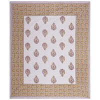 Thumbnail for Rudra Bazaar Purple Gold 210 TC Cotton Double King Bedsheet With 2 Pillow Covers