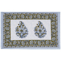 Thumbnail for Rudra Bazaar Blue Green 210 TC Cotton Double King Bedsheet With 2 Pillow Covers