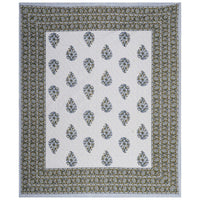 Thumbnail for Rudra Bazaar Blue Green 210 TC Cotton Double King Bedsheet With 2 Pillow Covers