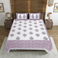 Thumbnail for Rudra Bazaar Purple 210 TC Cotton Double King Bedsheet With 2 Pillow Covers