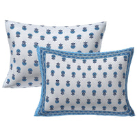 Thumbnail for Rudra Bazaar Blue 210 TC Cotton Double King Bedsheet With 2 Pillow Covers