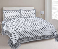 Thumbnail for rudra-bazaar-grey-210-tc-cotton-double-king-bedsheet-with-2-pillow-cover