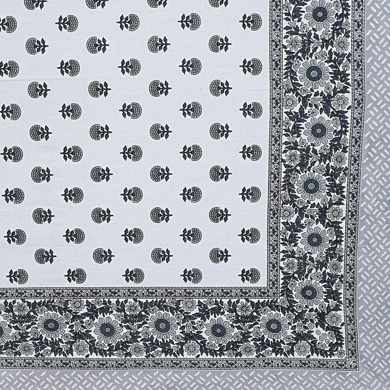 Rudra Bazaar Grey 210 TC Cotton Double King Bedsheet With 2 Pillow Covers
