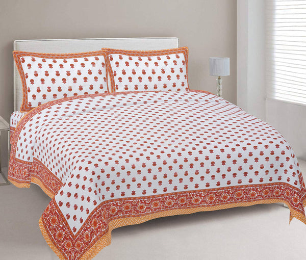 rudra-bazaar-orange-210-tc-cotton-double-king-bedsheet-with-2-pillow-cover